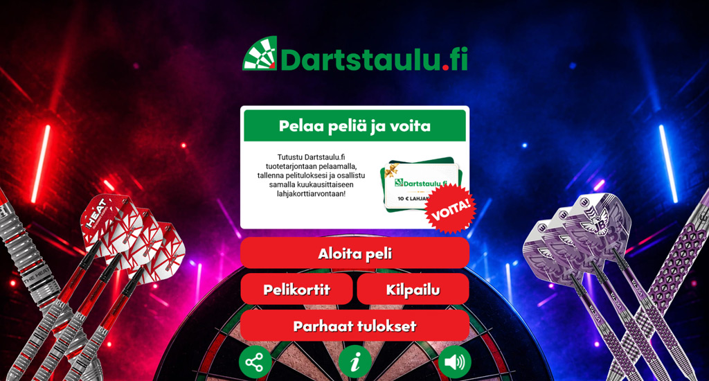 Pelaa Dartstaulu.fi -muistipeliä ja voita 10€ Dartstaulu.fi lahjakortti